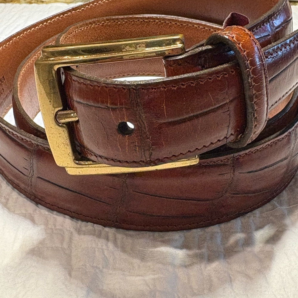 Trafalgar Brown Leather Belt with Gold Buckle